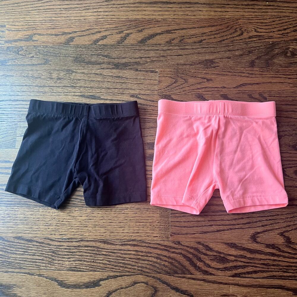 Joe Fresh Toddler Girl Black and Coral Bicycle Shorts Bundle - 3
